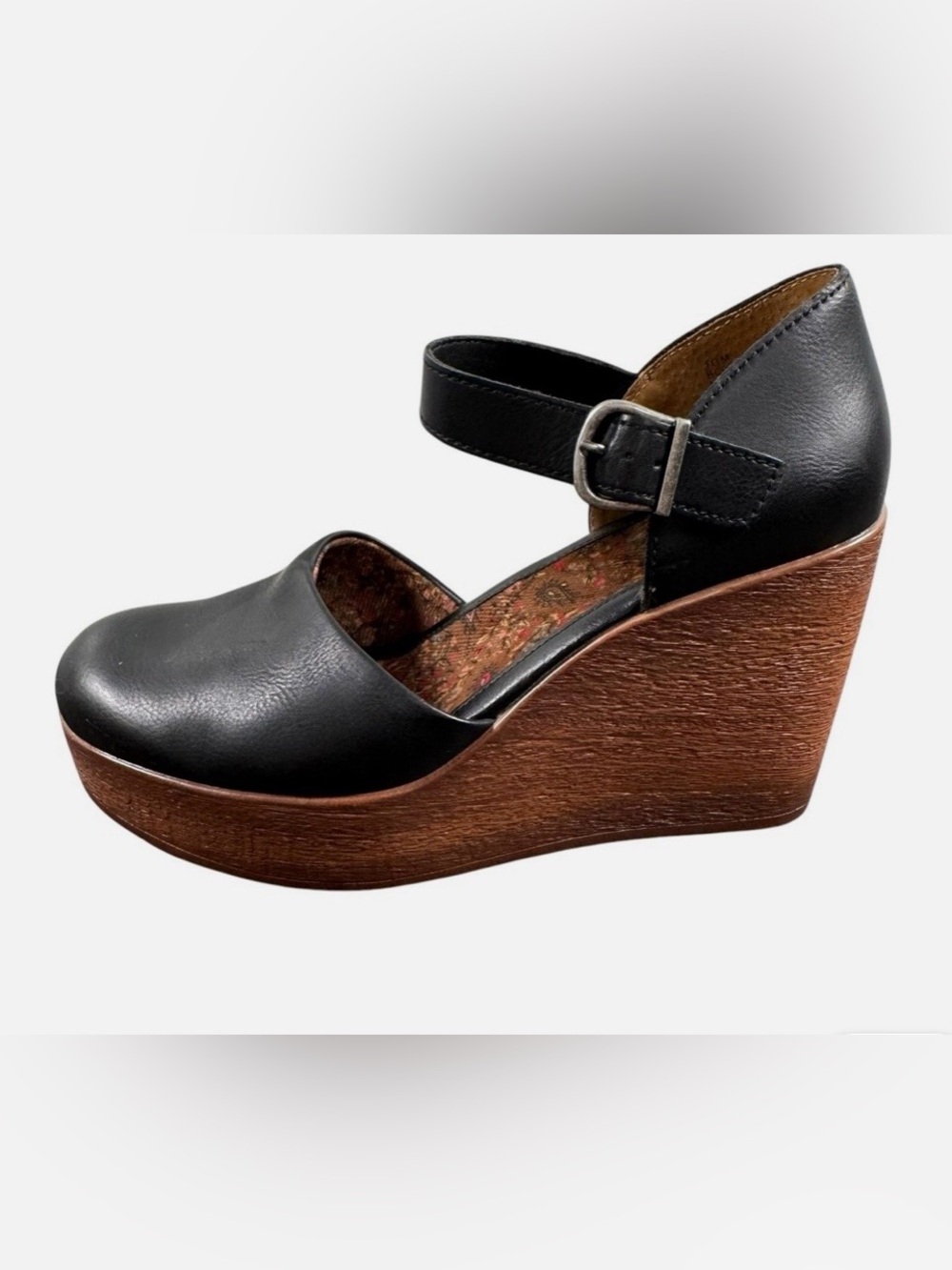 Born BOC ALYSON Black Strap Mary Jane Wedge Heels - Picture 7 of 7
